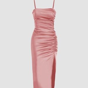 Elegant Pink Satin Dress